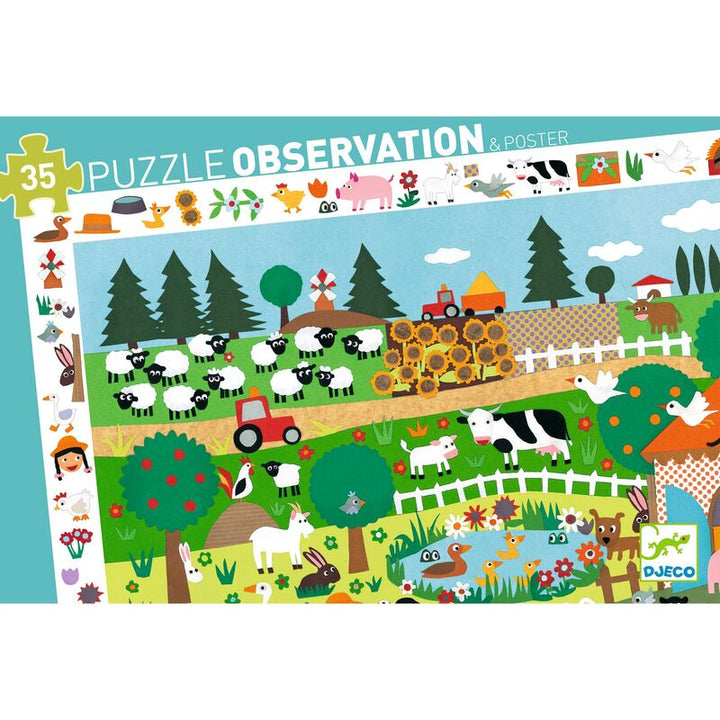 Djeco Farm Observation Puzzle 35 Piece Djeco Puzzles at Little Earth Nest Eco Shop