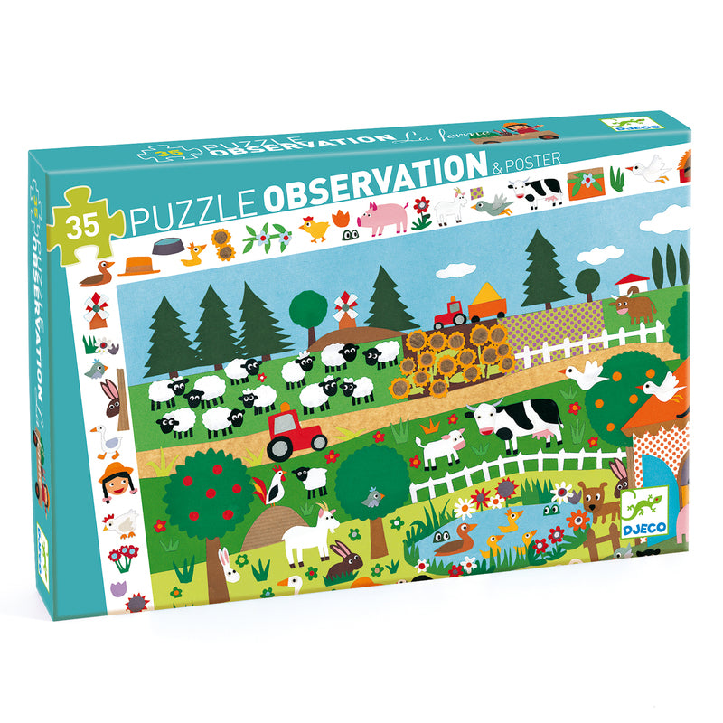 Djeco Farm Observation Puzzle 35 Piece Djeco Puzzles at Little Earth Nest Eco Shop Geelong Online Store Australia