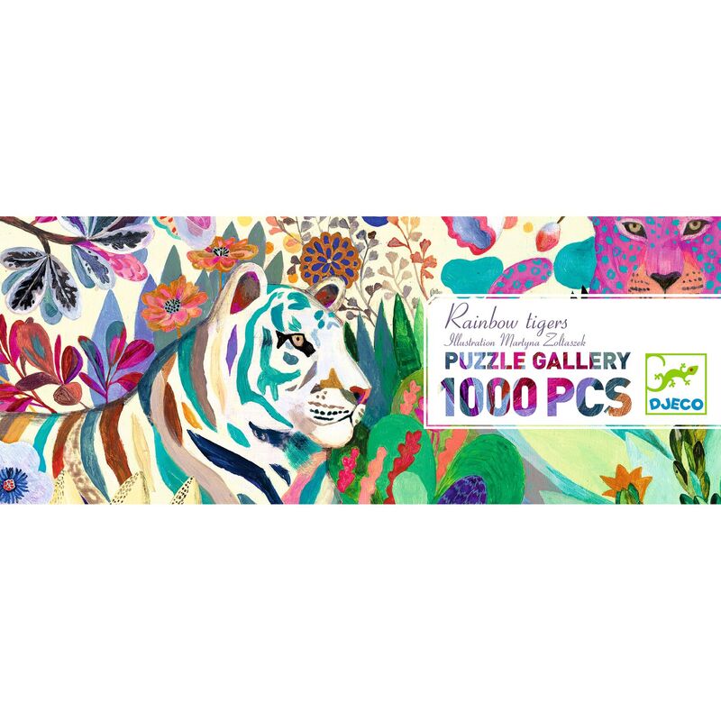Djeco Rainbow Tigers Puzzle and Poster Set 1000 Piece Djeco Puzzles at Little Earth Nest Eco Shop Geelong Online Store Australia