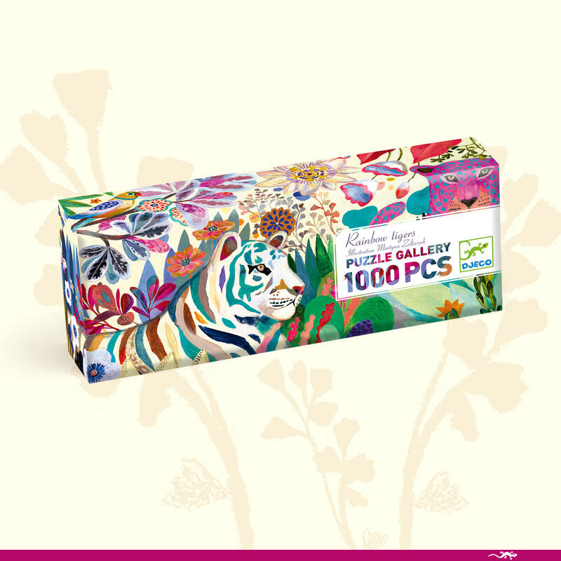 Djeco Rainbow Tigers Puzzle and Poster Set 1000 Piece Djeco Puzzles at Little Earth Nest Eco Shop Geelong Online Store Australia