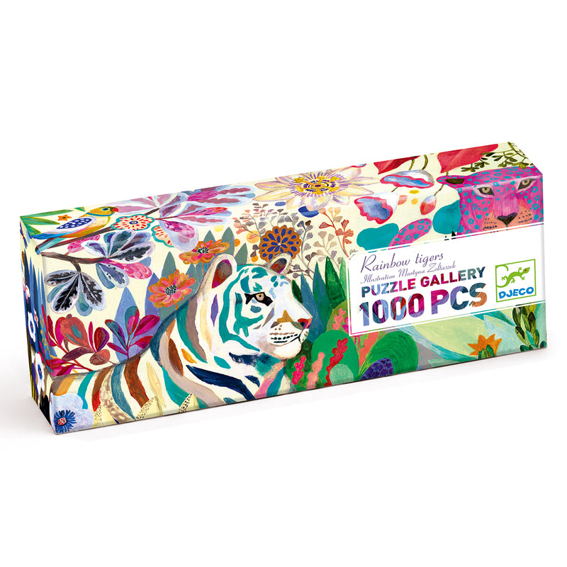 Djeco Rainbow Tigers Puzzle and Poster Set 1000 Piece Djeco Puzzles at Little Earth Nest Eco Shop Geelong Online Store Australia