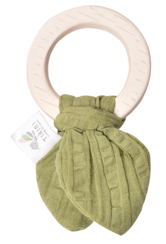 Tikiri Baby Teething Ring Tikiri Baby Activity Toys Sage Green at Little Earth Nest Eco Shop Geelong Online Store Australia