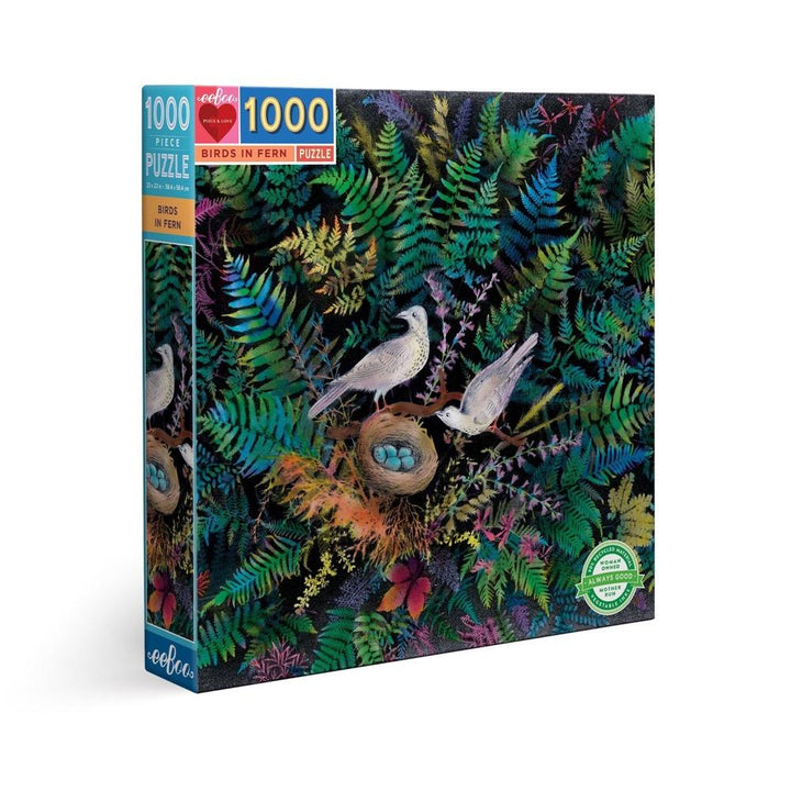 Birds in Fern 1000 Piece Puzzle by Eeboo Little Earth Nest