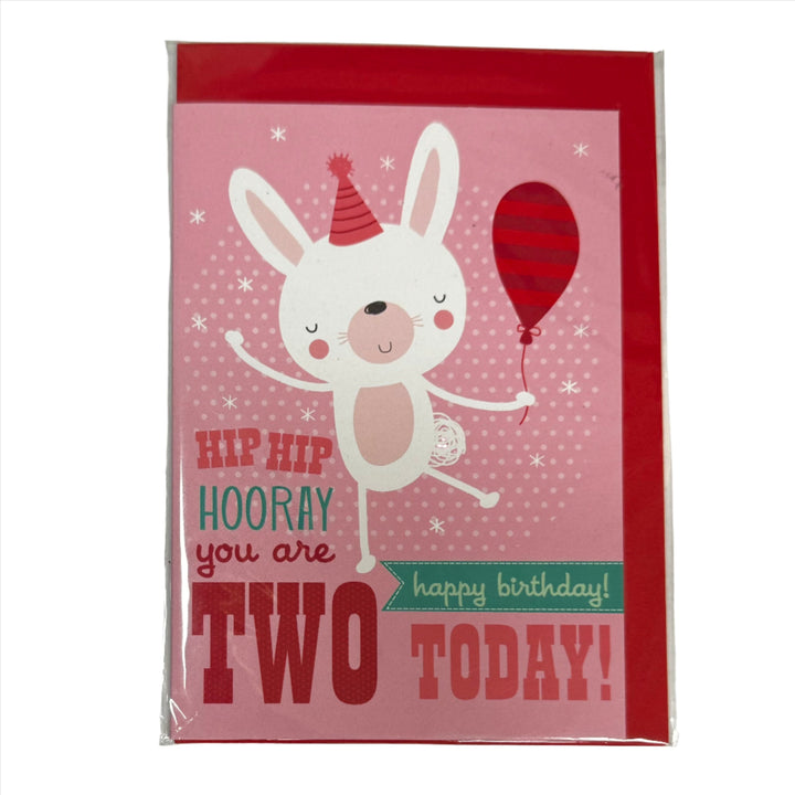 Two Today Rabbit Birthday Card Second Birthday Little Earth Nest