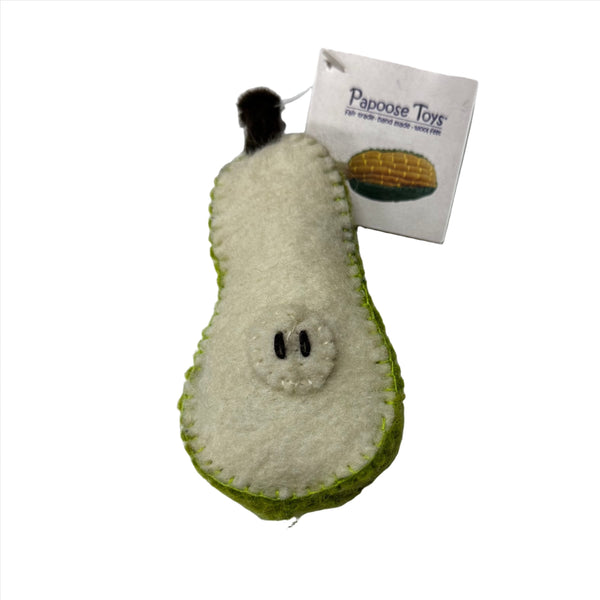 Felt Fruit Papoose Toys Pretend Play Half Pear Seeds at Little Earth Nest Eco Shop Geelong Online Store Australia