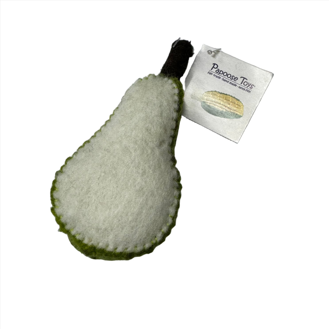 Felt Fruit Papoose Toys Pretend Play Half Pear No Seeds at Little Earth Nest Eco Shop Geelong Online Store Australia
