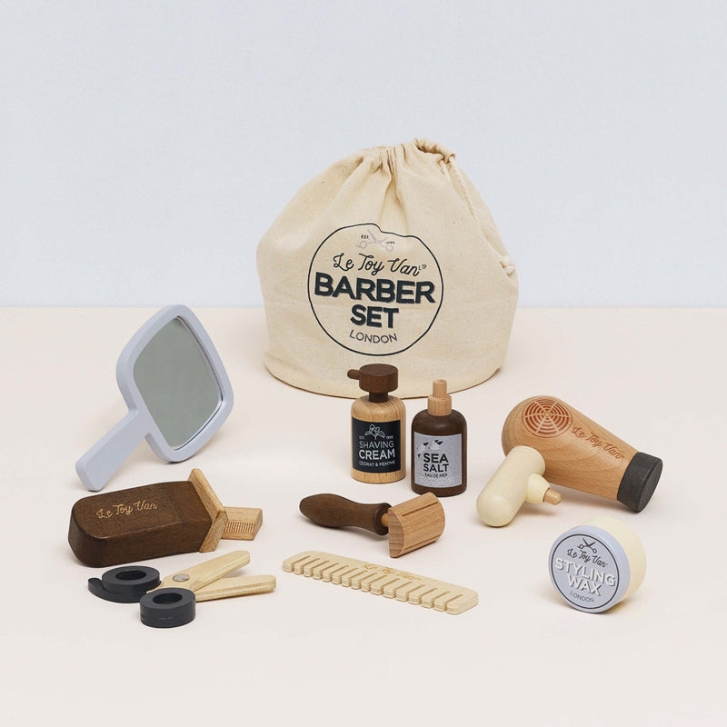 Wooden Hairdresser & Barber Kit by Le Toy Van Le Toy Van Pretend Play at Little Earth Nest Eco Shop Wooden Hairdresser & Barber Kit – 12-Piece Pretend Play Set for Kids by Le Toy Van Geelong Online Store Australia