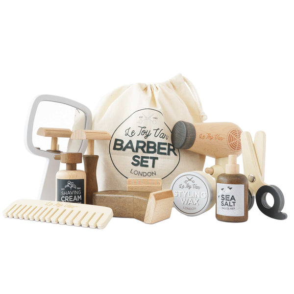 Wooden Hairdresser & Barber Kit by Le Toy Van Le Toy Van Pretend Play at Little Earth Nest Eco Shop Wooden Hairdresser & Barber Kit – 12-Piece Pretend Play Set for Kids by Le Toy Van Geelong Online Store Australia
