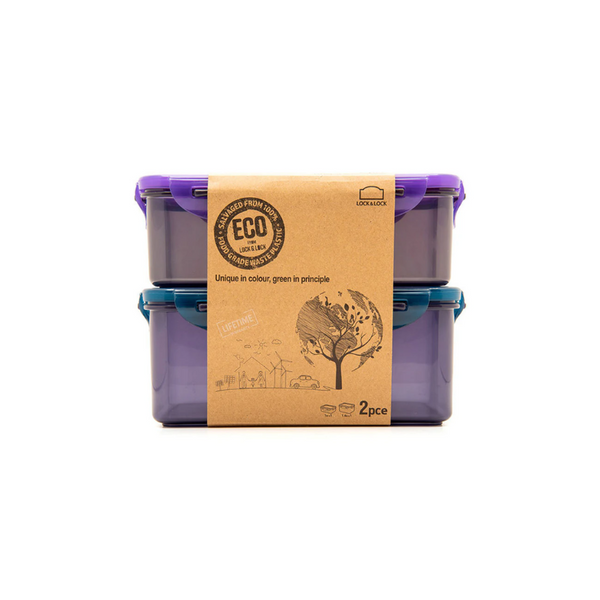 Lock and Lock Set of 2 Recycled Plastic Lunch Box