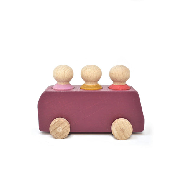 Lubulona Wooden Bus Lubulona Wooden Toys Plum at Little Earth Nest Eco Shop