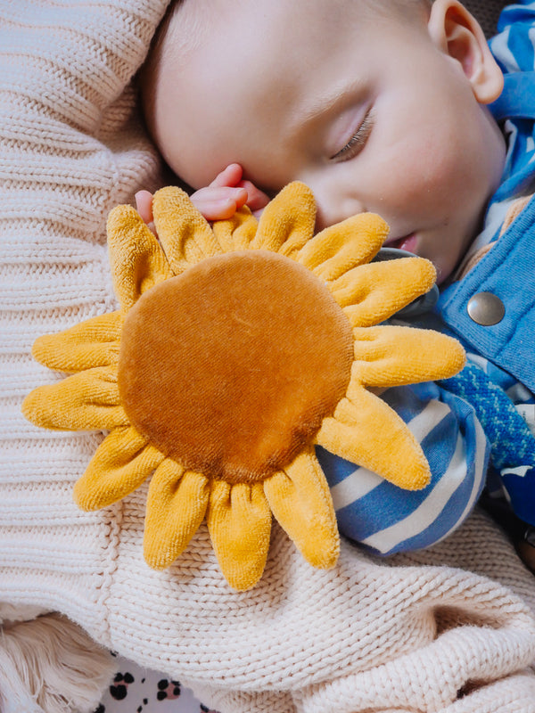 Sunflower Sensory Crinkle Toy for Babies by Tikiri Tikiri Baby Activity Toys at Little Earth Nest Eco Shop Sunflower Sensory Crinkle Toy for Babies by Tikiri Geelong Online Store Australia