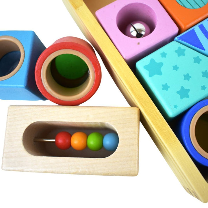 Multi Sensory Block by Tooky Toy Tooky Toy Wooden Blocks at Little Earth Nest Eco Shop