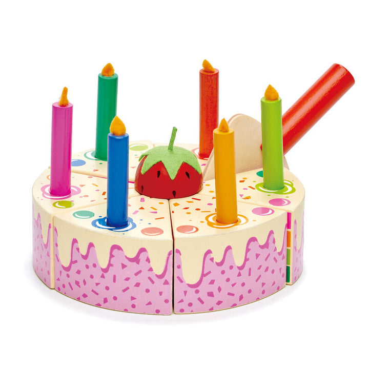 Rainbow Wooden Toy Birthday Cake Tenderleaf Toys Pretend Play at Little Earth Nest Eco Shop