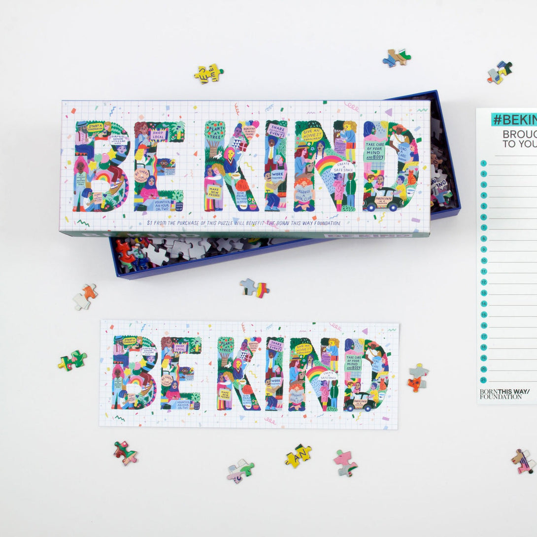 Be Kind 1000 Piece Panoramic Jigsaw Puzzle by Galison Galison Puzzles at Little Earth Nest Eco Shop Geelong Online Store Australia