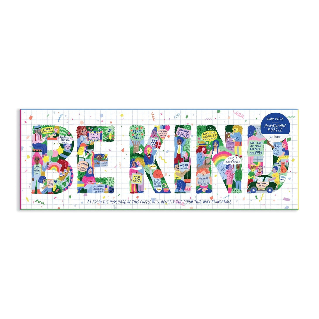 Be Kind 1000 Piece Panoramic Jigsaw Puzzle by Galison Galison Puzzles at Little Earth Nest Eco Shop Geelong Online Store Australia