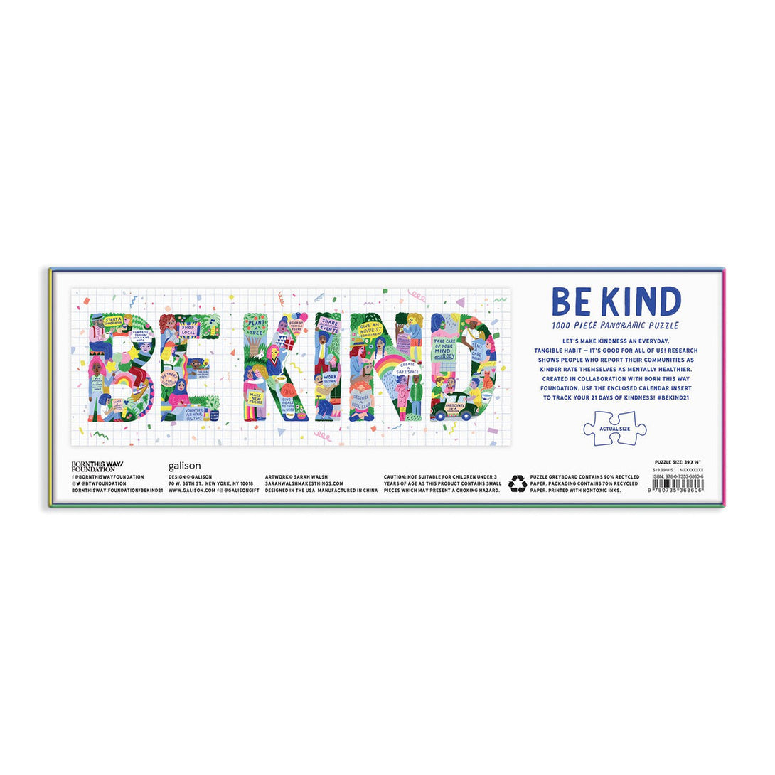 Be Kind 1000 Piece Panoramic Jigsaw Puzzle by Galison Galison Puzzles at Little Earth Nest Eco Shop Geelong Online Store Australia