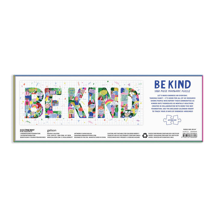 Be Kind 1000 Piece Panoramic Jigsaw Puzzle by Galison Galison Puzzles at Little Earth Nest Eco Shop