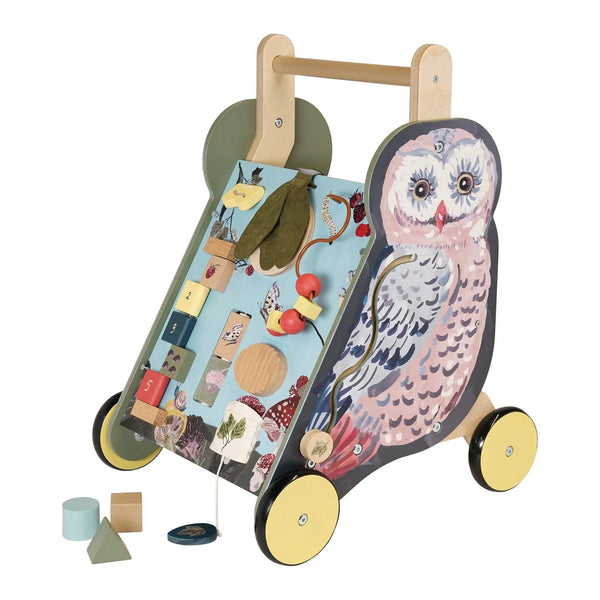 Wildwoods Owl Wooden Baby Walker and Activity Toy by Manhattan Toys Little Earth Nest Baby Activity Toys at Little Earth Nest Eco Shop