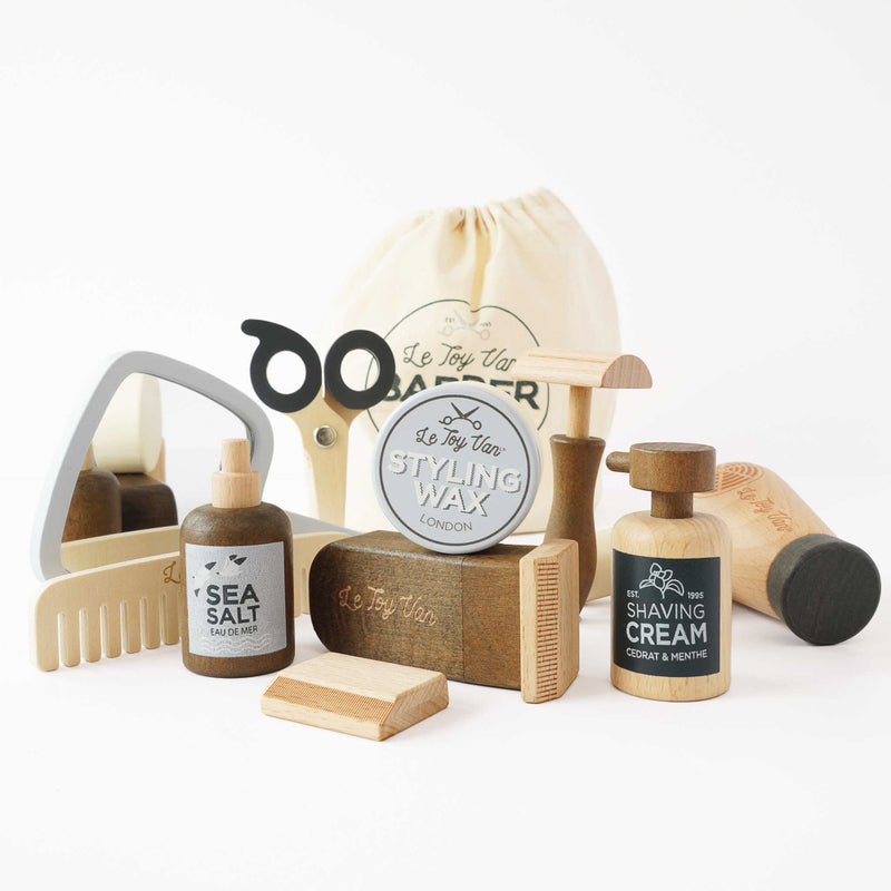 Wooden Hairdresser & Barber Kit by Le Toy Van Le Toy Van Pretend Play at Little Earth Nest Eco Shop Wooden Hairdresser & Barber Kit – 12-Piece Pretend Play Set for Kids by Le Toy Van Geelong Online Store Australia