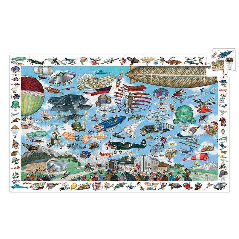 Djeco Aero Club Puzzle Observation and Poster 200 Piece Djeco Puzzles at Little Earth Nest Eco Shop Geelong Online Store Australia