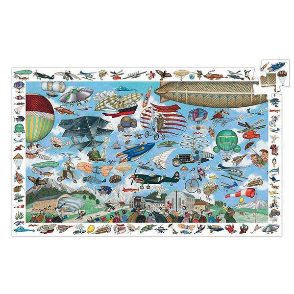 Djeco Aero Club Puzzle Observation and Poster 200 Piece Djeco Puzzles at Little Earth Nest Eco Shop Geelong Online Store Australia