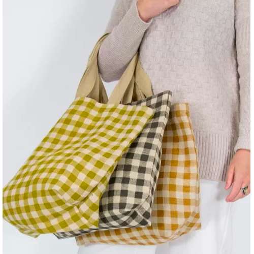 Apple Green Duck Gingham Tote Bag Apple Green Duck General at Little Earth Nest Eco Shop