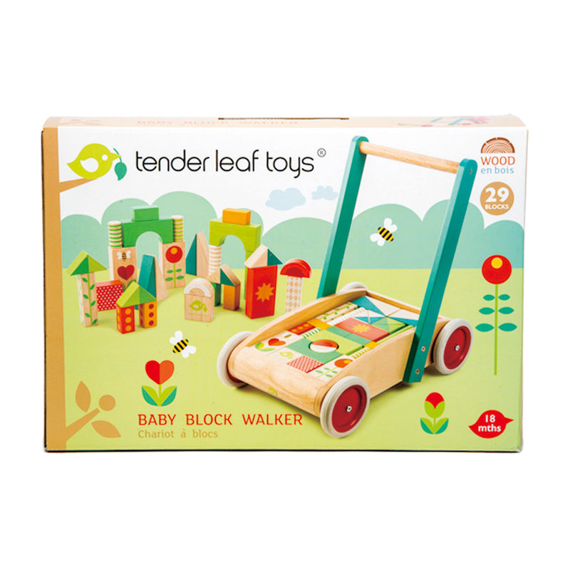 Wooden Baby Walker with Blocks Little Earth Nest Baby Activity Toys at Little Earth Nest Eco Shop Geelong Online Store Australia