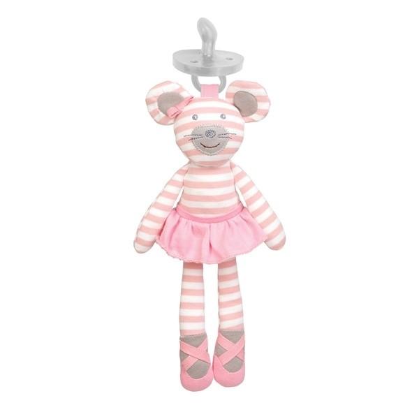 Apple Park Organic Mini Plush Toy with Dummy Holder Apple Park Organic Soft Toys Ballerina Mouse at Little Earth Nest Eco Shop Geelong Online Store Australia