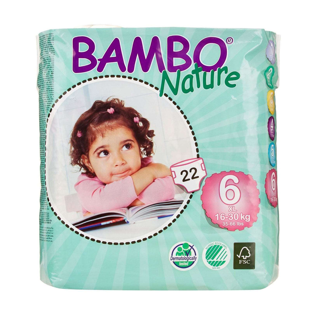 Bambo Eco Disposable Nappies Bambo Nature Nappies Size 6, 16-30kg / Pack of 22 at Little Earth Nest Eco Shop Geelong Online Store Australia