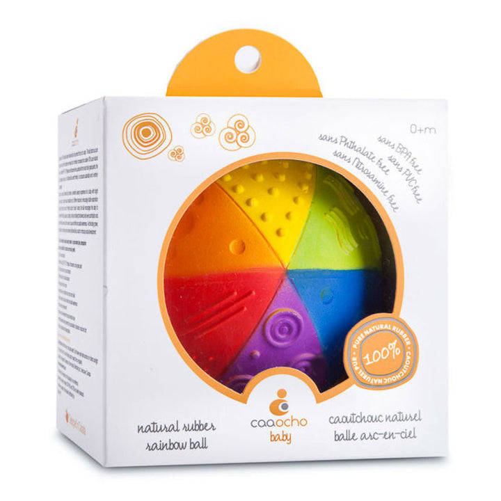 Natural Rubber Rainbow Sensory Ball Caaocho Baby Gifts at Little Earth Nest Eco Shop