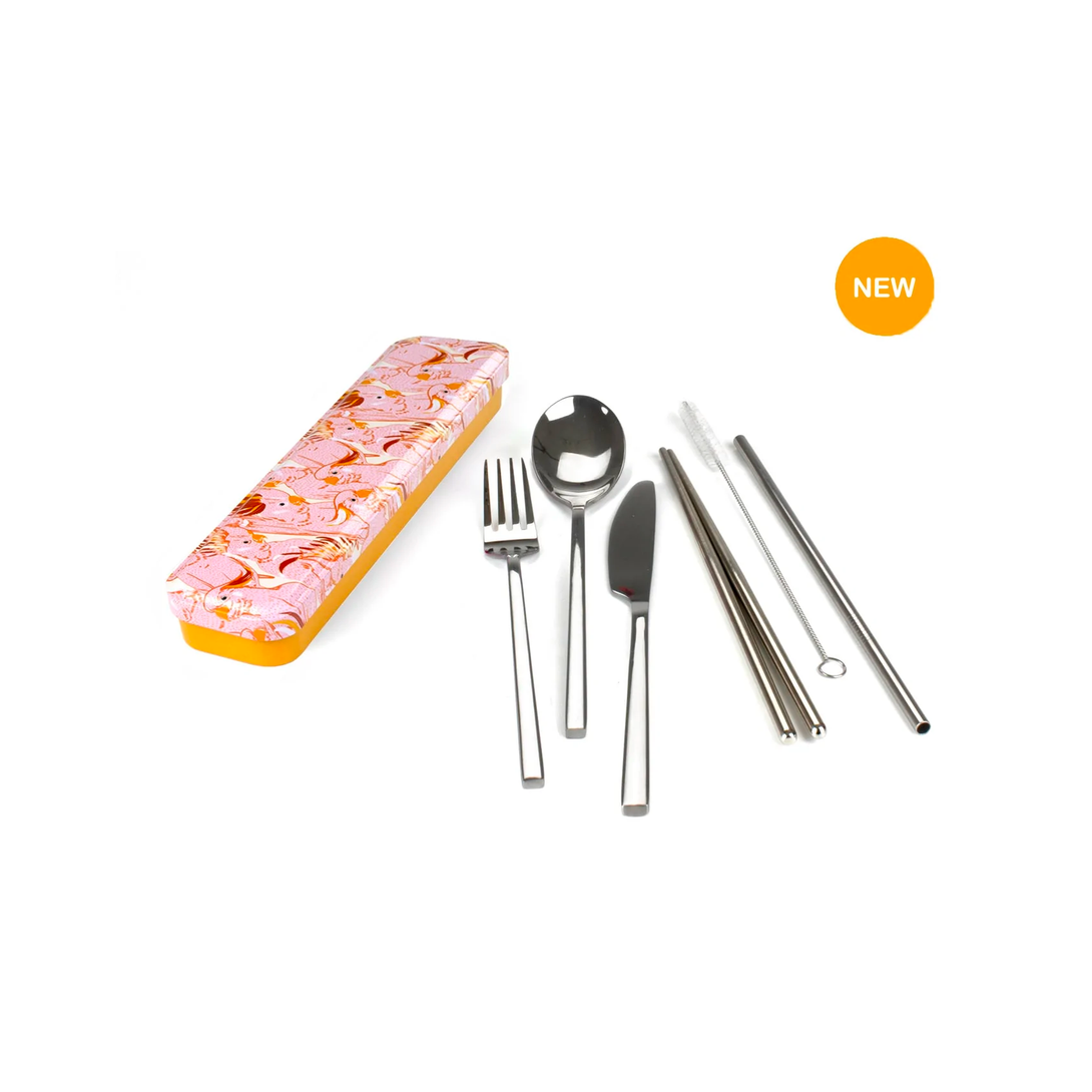 Reusable Cutlery Travel Set Retro Kitchen Lifestyle Cockatoo at Little Earth Nest Eco Shop Reusable Cutlery Travel Set - Carry Your Cutlery Australia Geelong Online Store Australia