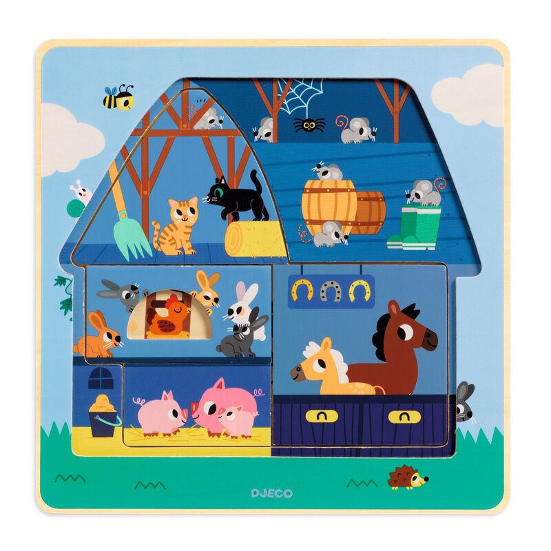 Djeco Farm Wooden 3 Layer Puzzle Djeco Puzzles at Little Earth Nest Eco Shop Geelong Online Store Australia