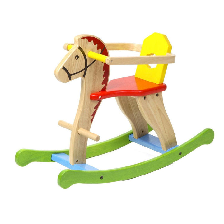 Classic Wooden Rocking Horse with Removable Guard Colourful Little Earth Nest Rocking Horses at Little Earth Nest Eco Shop