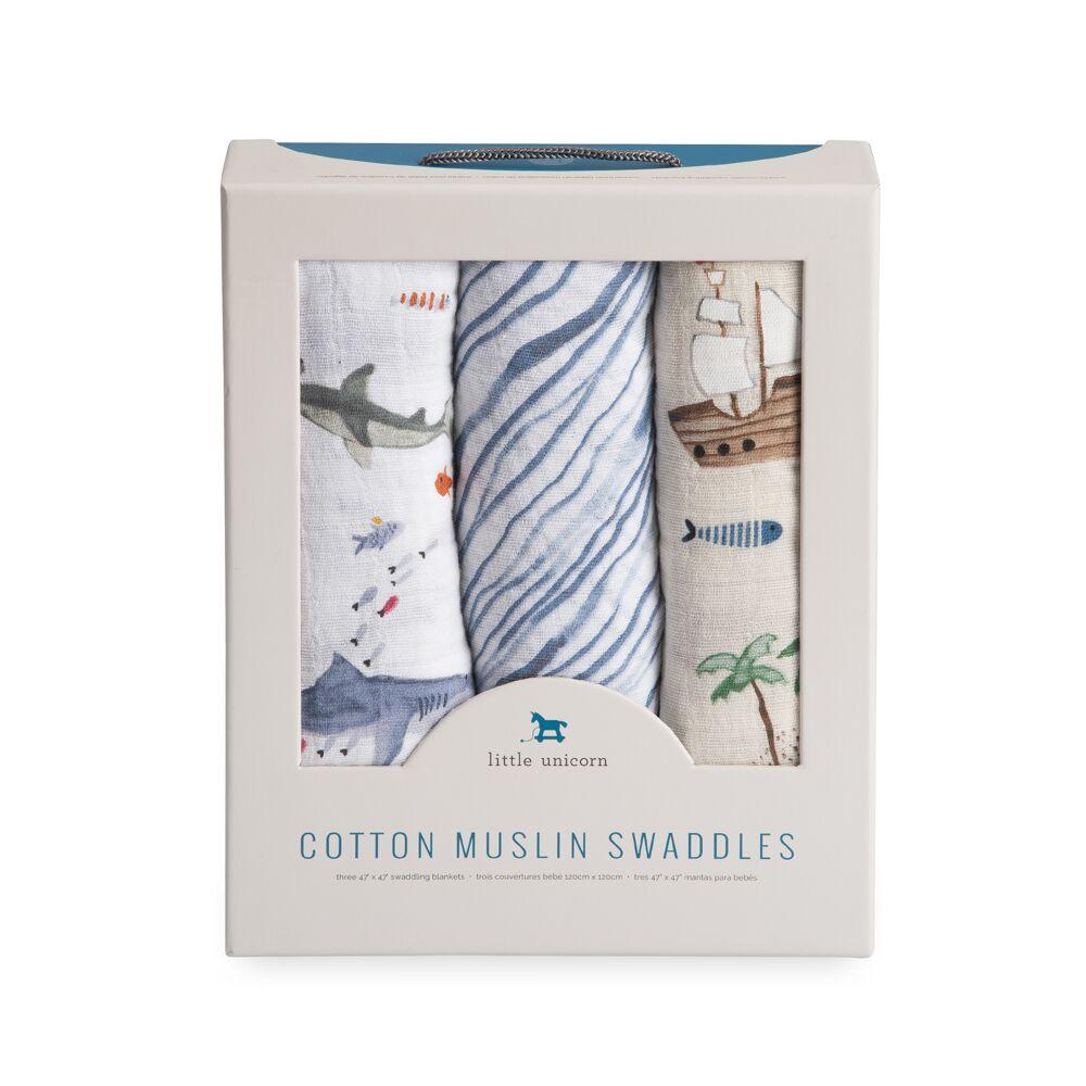 Cotton Muslin Swaddles - 3 Pack Little Unicorn Bath and Body at Little Earth Nest Eco Shop Geelong Online Store Australia