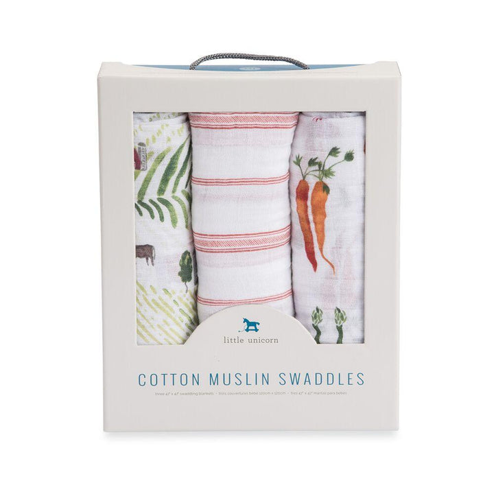 Cotton Muslin Swaddles - 3 Pack Little Unicorn Bath and Body at Little Earth Nest Eco Shop