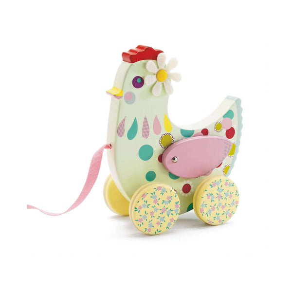 Djeco Cotcotte Hen Pull-along Toy Djeco Push and Pull Toys at Little Earth Nest Eco Shop