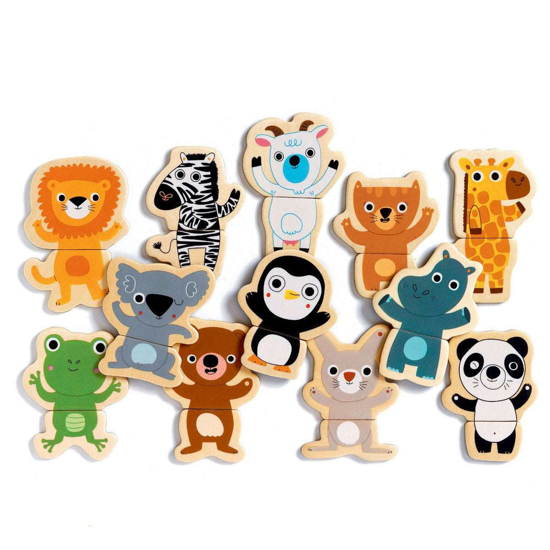 Djeco Crazy Animals Wooden Magnet Set Djeco Magnet Toys at Little Earth Nest Eco Shop Geelong Online Store Australia