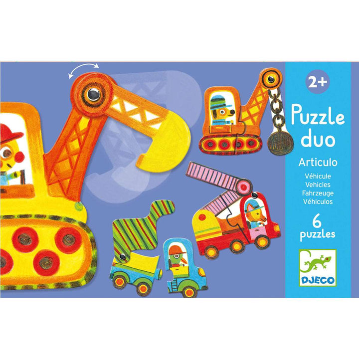 Djeco Duo Puzzle Djeco Puzzles Vehicles at Little Earth Nest Eco Shop