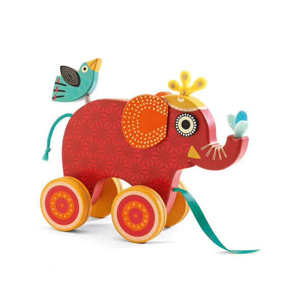 Djeco Indy Elephant Pull-along Toy Djeco Push and Pull Toys at Little Earth Nest Eco Shop