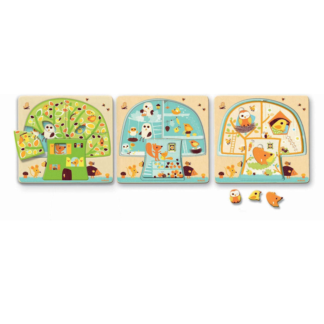 Djeco Tree House Wooden 3 Layer Puzzle Djeco Puzzles at Little Earth Nest Eco Shop Geelong Online Store Australia