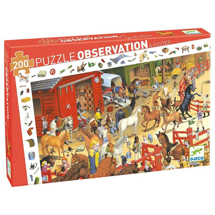 Djeco Horse Riding Puzzle Observation and Poster Djeco Puzzles at Little Earth Nest Eco Shop