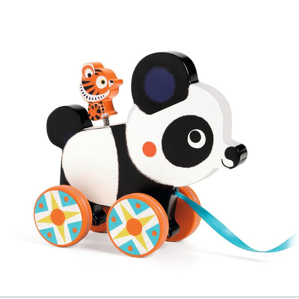 Billie Panda Wooden Pull-Along Toy by Djeco Djeco Push and Pull Toys at Little Earth Nest Eco Shop Geelong Online Store Australia