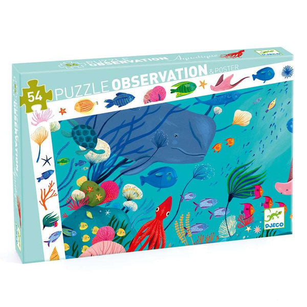 Djeco Aquatic Puzzle Observation and Poster 54 Piece Djeco Puzzles at Little Earth Nest Eco Shop Geelong Online Store Australia