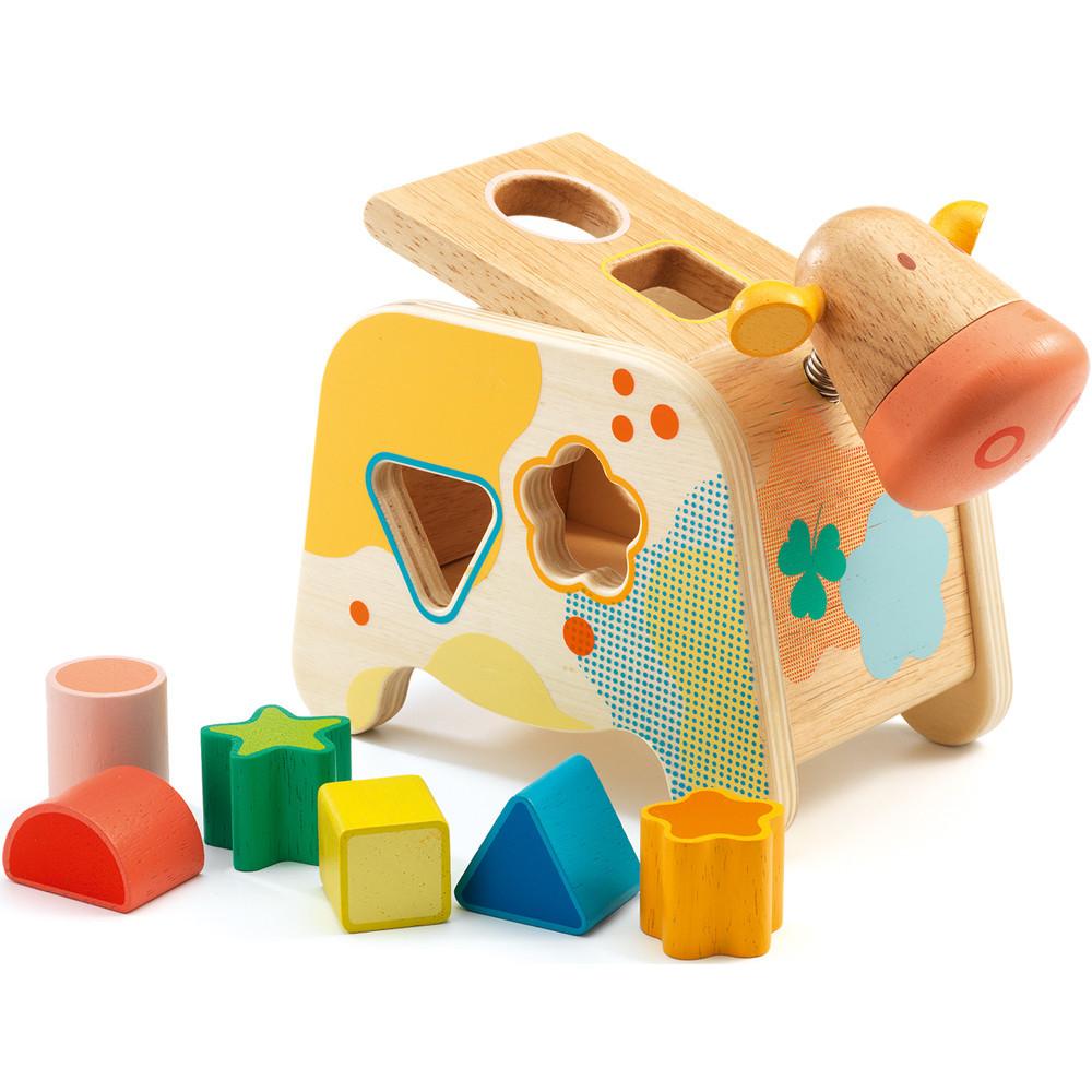 Djeco Maggie Cow Shape Sorter Djeco Sorting and Stacking Toys at Little Earth Nest Eco Shop Geelong Online Store Australia