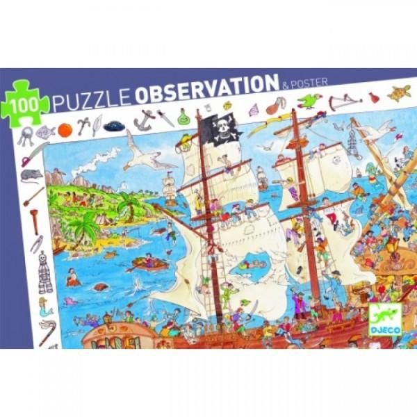Djeco Puzzle Observation & Poster 100 Piece Pirates Djeco Puzzles at Little Earth Nest Eco Shop