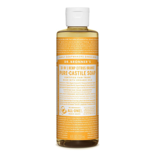 Dr Bronners Castille Soap Citrus Dr Bronners Bath and Body 237ml 8oz at Little Earth Nest Eco Shop