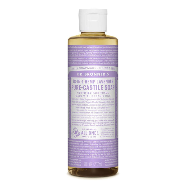 Dr Bronners Castille Soap Lavender Dr Bronners Bath and Body 237ml 8oz at Little Earth Nest Eco Shop