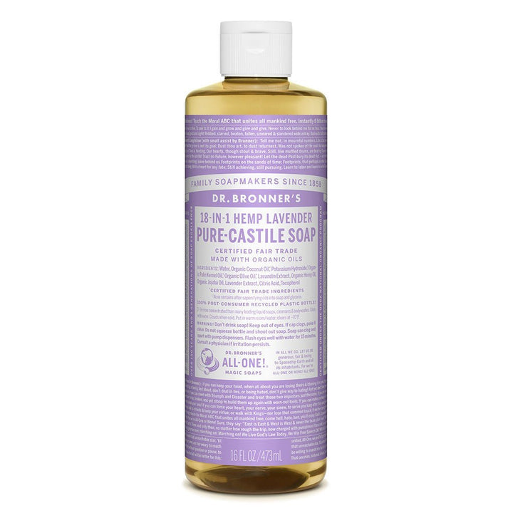 Dr Bronners Castille Soap Lavender Dr Bronners Bath and Body 473ml 16oz at Little Earth Nest Eco Shop