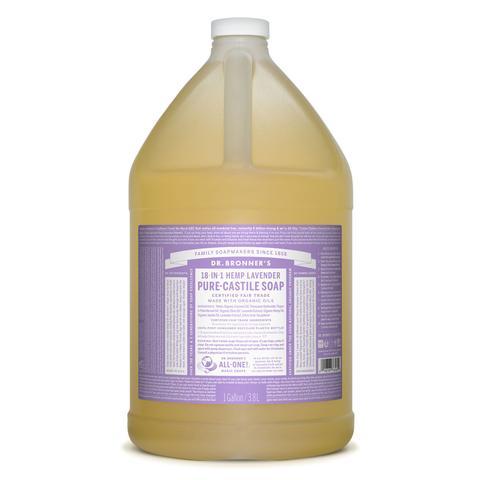 Dr Bronners Castille Soap Lavender Dr Bronners Bath and Body 3.78L 1 Gallon at Little Earth Nest Eco Shop