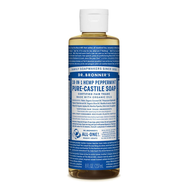 Dr Bronners Castille Soap Peppermint Dr Bronners Bath and Body 237ml 8oz at Little Earth Nest Eco Shop Geelong Online Store Australia